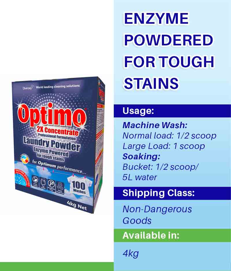Diversey Optimo 2X Concentrate Laundry Powder 4Kg - Stone Doctor Australia - Cleaning > Fabric & Laundry > Laundry Powder