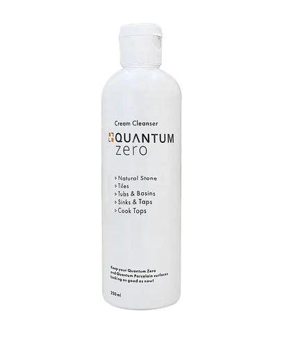 White bottle of Quantum Zero cream cleanser on a white background