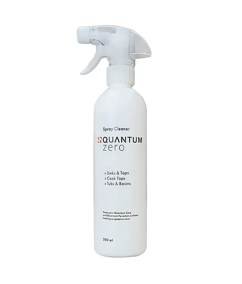 White spray bottle labeled 'Quantum Zero' on a white background