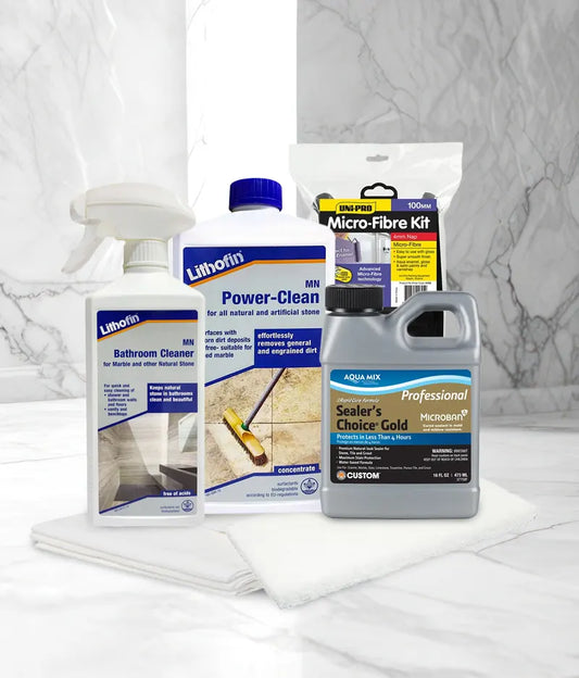Natural Stone Shower Surface Cleaning, Sealing and Maintenance Kit