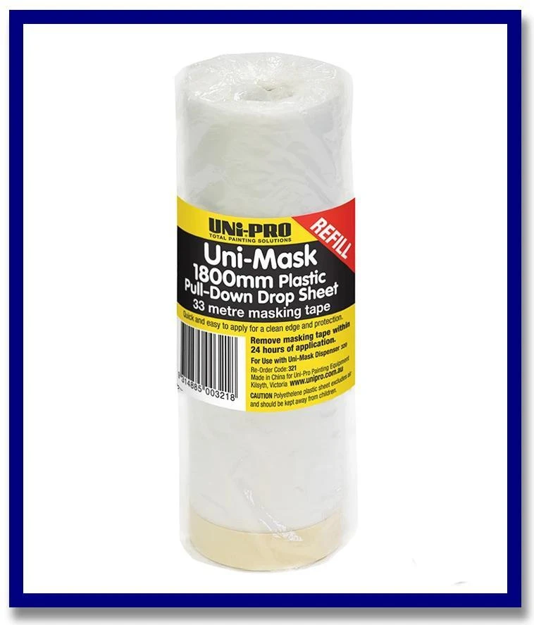 UNi-PRO Uni-Mask Plastic Pull - Down Drop Sheets - 1 Unit - Stone Doctor Australia - Painting Equipment > Protection > Drapes