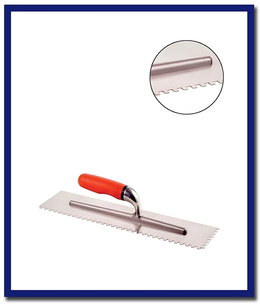 DTA Bright Steel Adhesive Trowel Square Notch 400mm - 1 Pc - Stone Doctor Australia - Hardware > Adhesive Trowels > 400mm Trowel