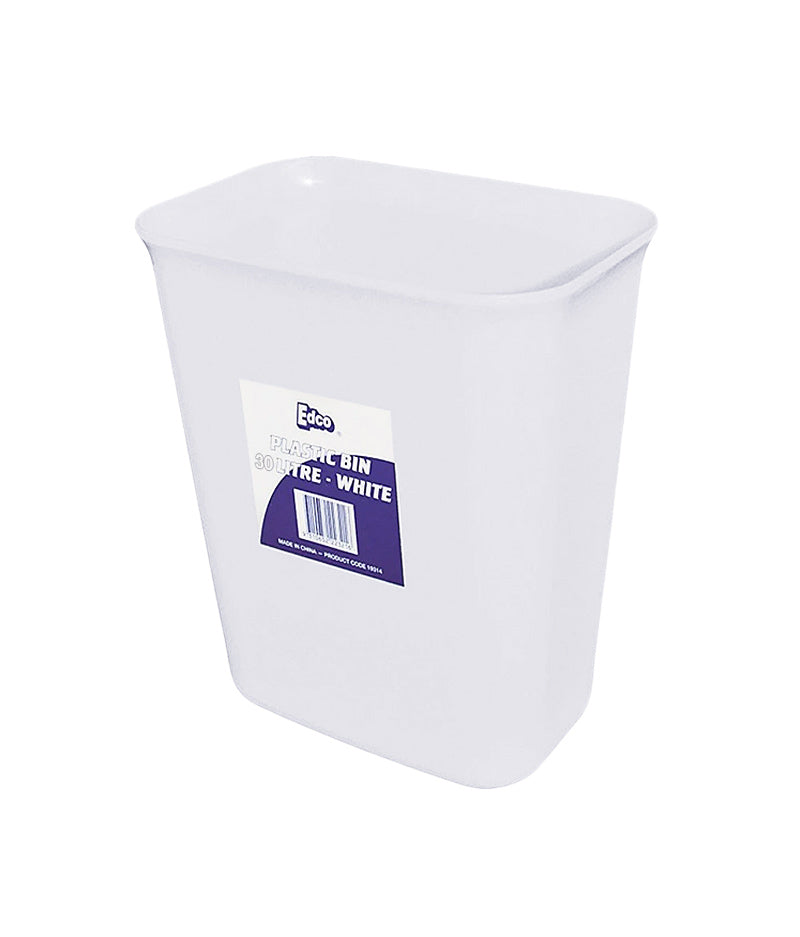 Edco Plastic Bin White - 1 Unit - Stone Doctor Australia - Cleaning Accessories > Office Bins > Plastic Bin