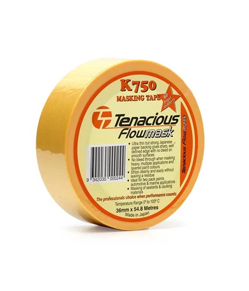 K750 Flowmask Premium Delicate Low Tack Paper Tape (Yellow) - 1 Roll - Stone Doctor Australia - Painting Equipment > Protection > Drapes