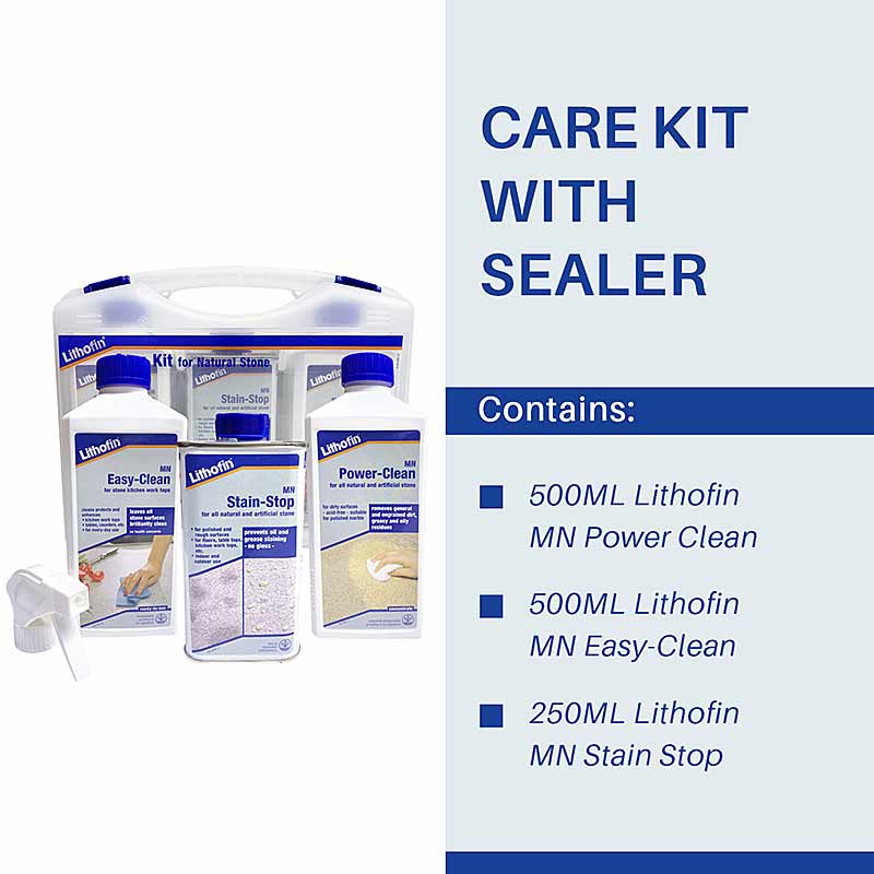 Lithofin Care Kit With Sealer For Natural Stone - BE - Stone Doctor Australia - Marble & Stone > Bench Top > Cleaning & Sealing Kit