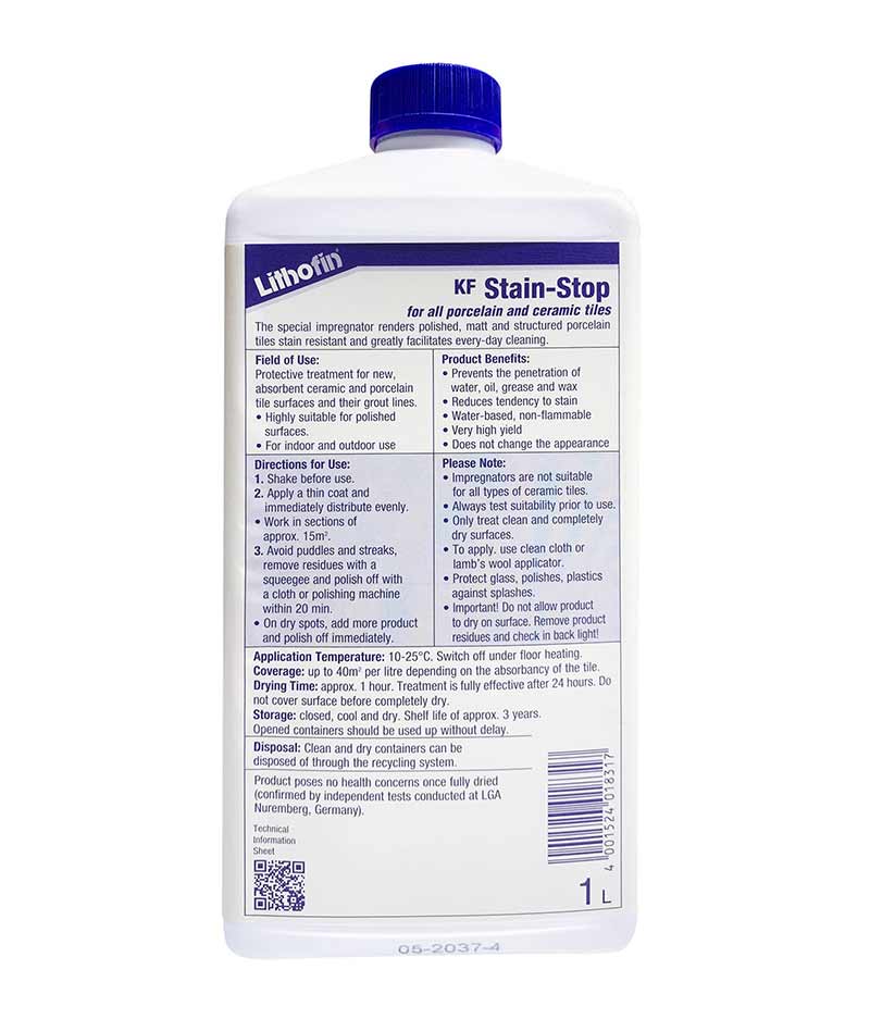 Lithofin KF Stain-Stop - 1 LITRE - Stone Doctor Australia - Porcelain & Ceramic Tiles > Protective Treatment > Water Based Penetrating Sealer