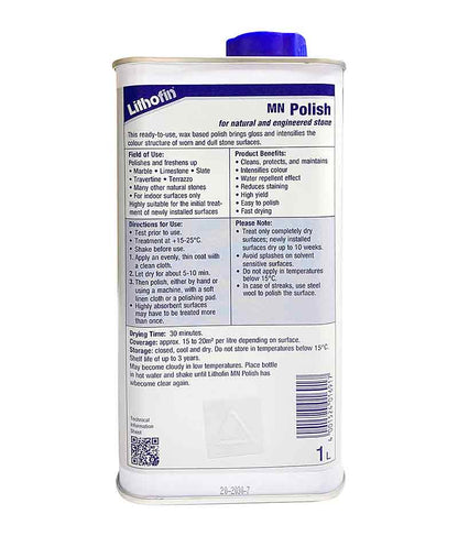 Lithofin MN Polish Liquid Wax - 1 Litre - Stone Doctor Australia - Natural Stone > Solvent Wax > Topical Buffing Treatment