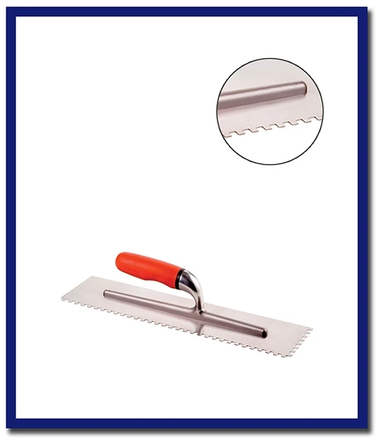 DTA Bright Steel Adhesive Trowel Square Notch 400mm - 1 Pc - Stone Doctor Australia - Hardware > Adhesive Trowels > 400mm Trowel