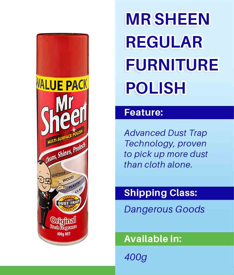 Diversey Mr Sheen Regular Furniture Polish 400g - Stone Doctor Australia - Cleaning > Furniture Protection > Furniture Polish