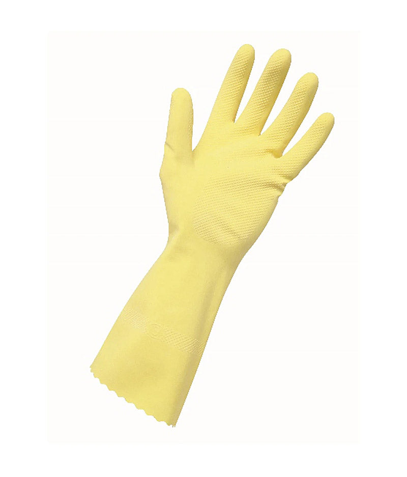 Edco Merrishine Flock Rubber Yellow Gloves - 12 Pairs - Stone Doctor Australia - Cleaning Accessories > Safety> Rubber Gloves