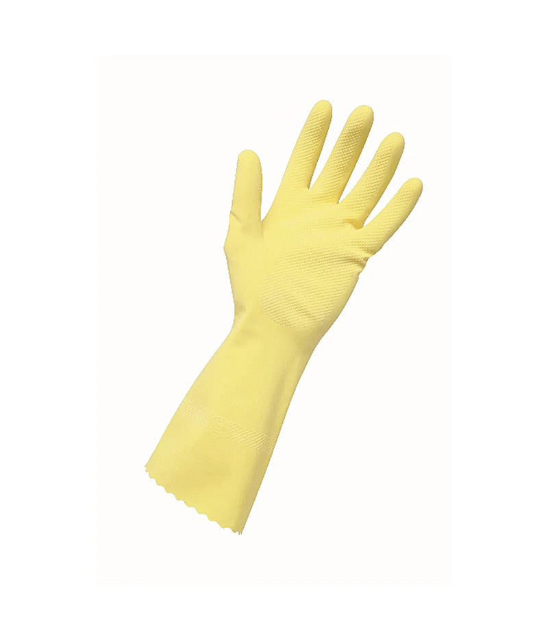 Edco Merrishine Flock Rubber Yellow Gloves - 12 Pairs - Stone Doctor Australia - Cleaning Accessories > Safety> Rubber Gloves