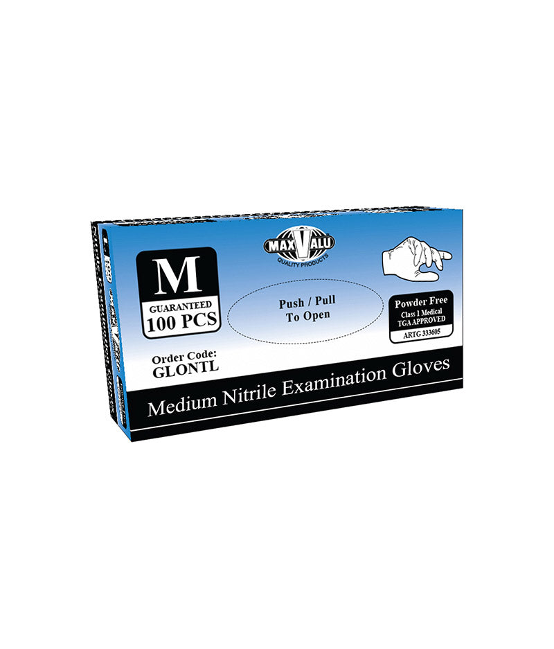 MaxValu Blue Powder Free Nitrile Gloves (100 Per Box) - 10 Box - Stone Doctor Australia - Personal Protection > Gloves > Powder Free